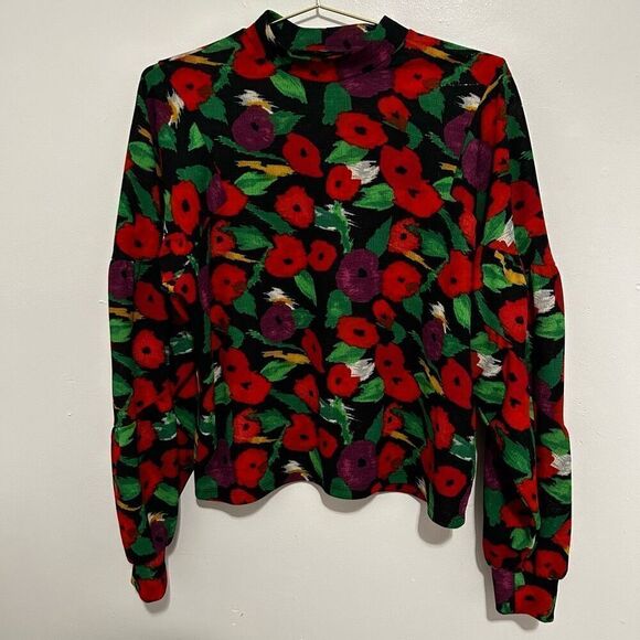Zara Collection Multicolored Floral Balloon Sleeve Blouse Size S Fairy Boho - Picture 3 of 12